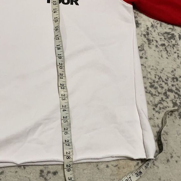 JUSTIN BIEBER Crop Hoodie Purpose Tour Size L red white in color - Picture 9 of 10